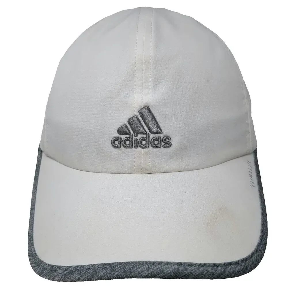 Adidas Baseball Cap White One Size Climalite Performance Gray Panels Strap Hat